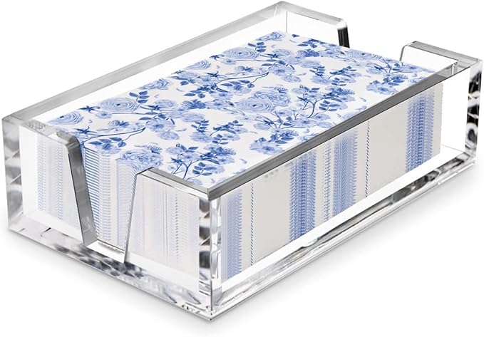 Acrylic Guest Towel Holder Tray for Bathroom – Napkin Holder for Disposable Paper Towels, Hand Towel Organizer for Vanity or Bathroom, Clear Bathroom Accessory, 5.8 x 9.3 x 2.6 Inch Size