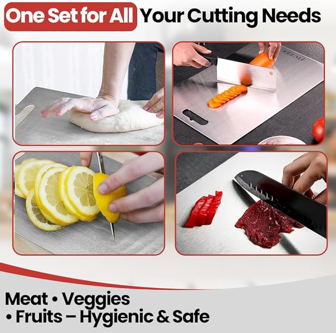 Premium Titanium Cutting Board - 100% Pure Titanium Cutting Boards for Kitchen Use - Durable and Lightweight Cutting Board Accessory for Precise Chopping and Slicing 1PC (18 ×12 Large)