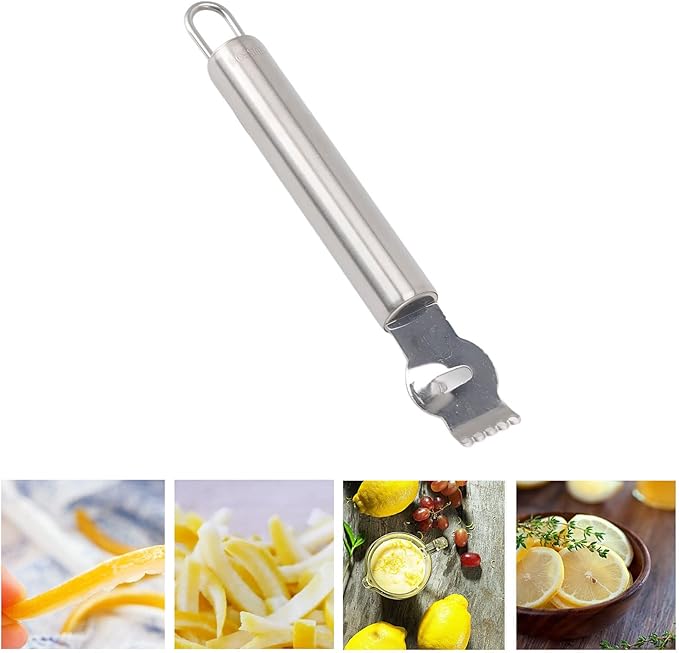 Lemon Zest Peeler, 304 Stainless Steel Lemon Zester, Fruit and Vegertable Grater, Orange Citrus Twist Peeler, Kitchen Accessories Knife Tool foe Kitchen Gadgets, Safe and Engery Saving Hands(Silver)