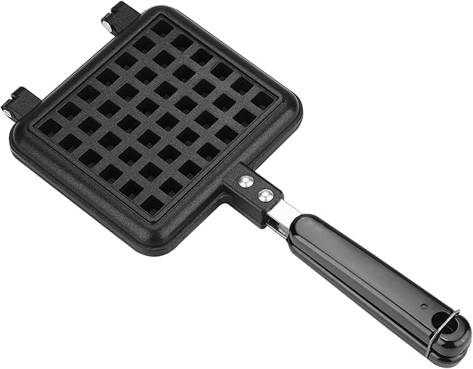 Household Kitchen Gas Non Stick Waffle Maker Pan, Waffle Baking Mold for Stove Top, Aluminum Alloy Waffle Press with Long Heat Insulation Handle, Easy to Clean and Durable for Home