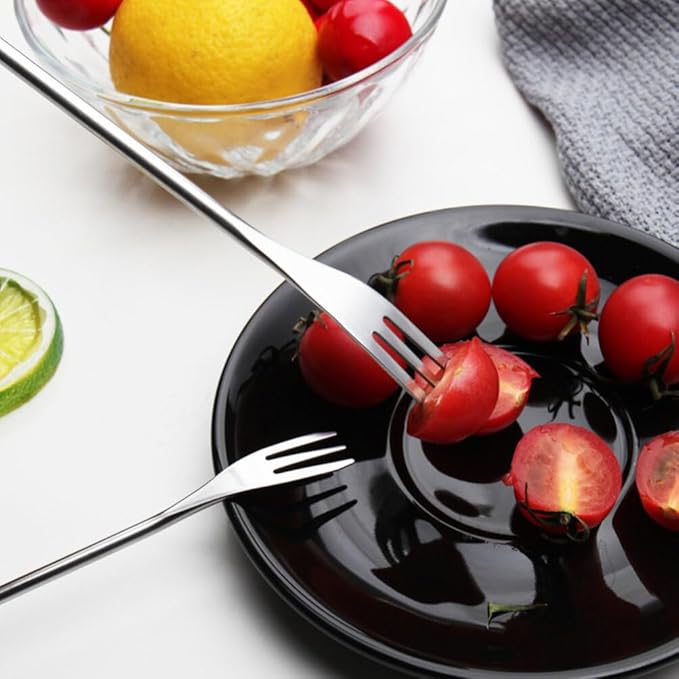 Kichvoe 12Pcs Stainless Steel Fondue Forks - Long Handle Chocolate Forks, Cheese Fondue Dipping Tool, Fruit Dessert Sticks for Chocolate Fountain, BBQ, Marshmallows, and Cheese, 10.23inch