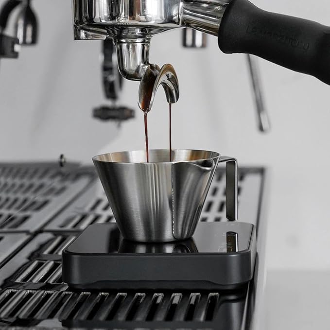 watchget 3.4oz/100ml Crema-Removd Espresso Shot Cup with Handle Stainless Steel Espresso Measuring Cup Espresso Shot Pitcher with V-Shaped Mouth for Barista Cafe Home
