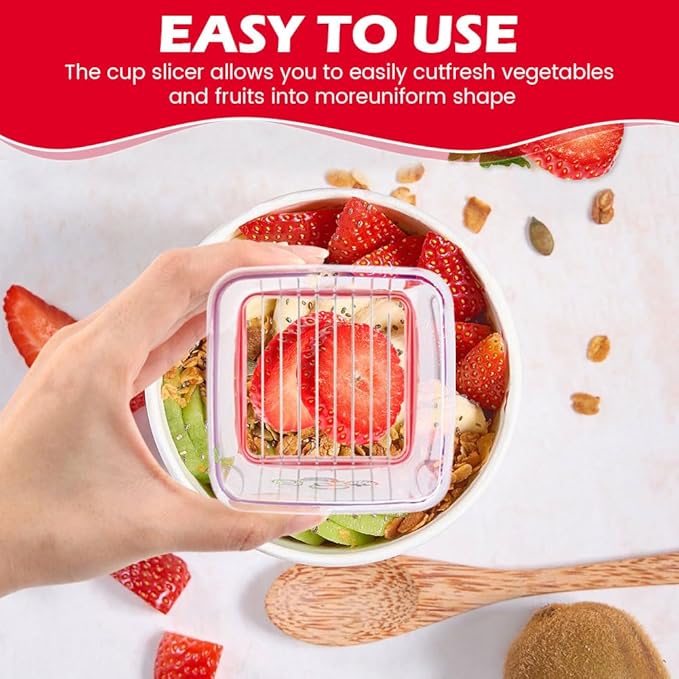 Cup Slicer, Stainless Steel Fruit Strawberry Slicer, Banana Cup Chopper, Egg Slicers Kiwi Cutter, Mini Strawberry Cutter, Quickly Making Fruit Vegetable Salad