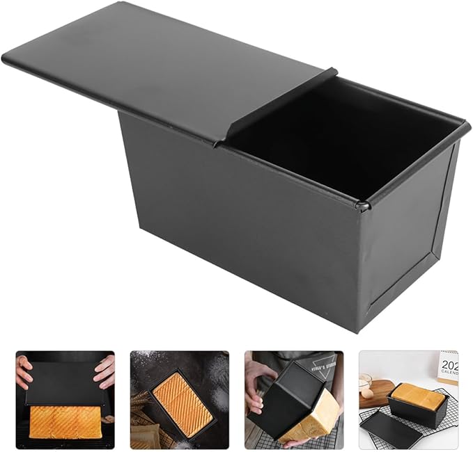 Zerodeko Non-stick Iron Loaf Pan with Cover 600g Capacity Baking Mold Bread Pan for Home Baking Toast Box
