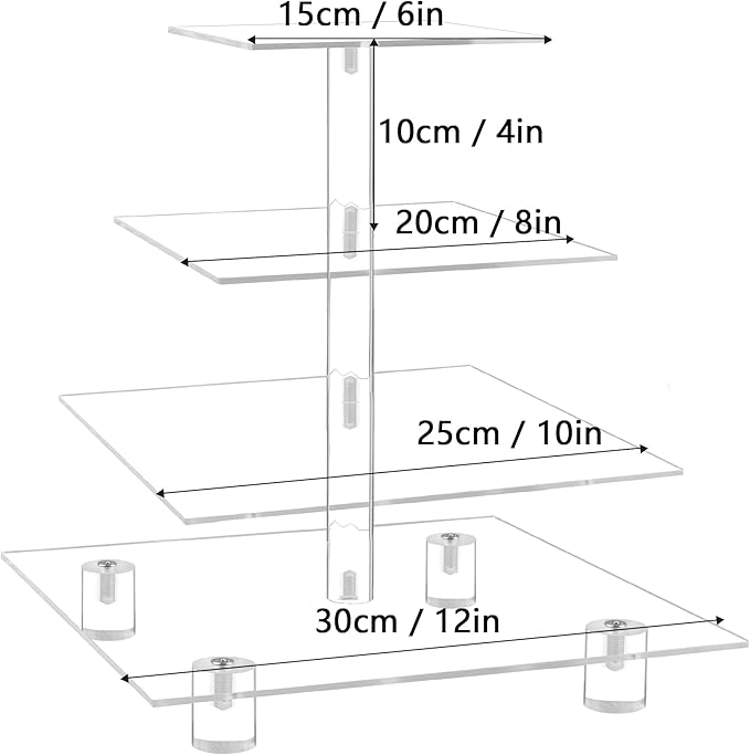 YestBuy Cupcake Stand, 4 Tier Acrylic Cupcake Tower Stand, Premium Cupcake Holder, Clear Cupcake Display for 52 Cupcakes, Display for Pastry Wedding Birthday Party
