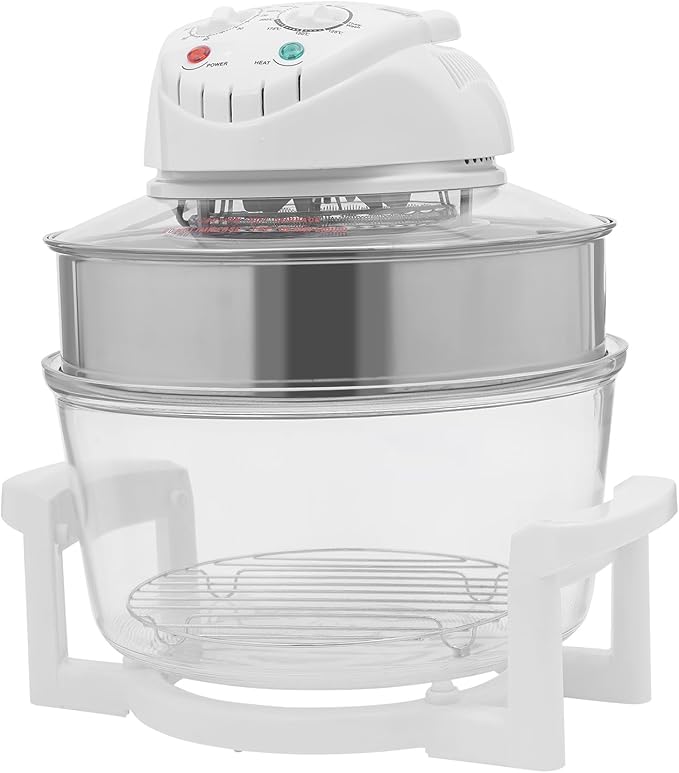 Ageanbri 17L Glass Air Fryer, 360-Degree and 110V Viewable Convection Oven with Adjustable Expansion Ring for Home Use, Oil-Free Cooking，French Fries,Fish,Cake