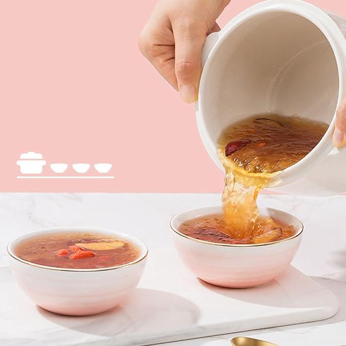 ZJchao Stew Pot Electric, 1L 200W Electric Smart Ceramic Soup Porridge Cooker Mini Slow Cooker Anti Dry Burn Multifunction Cooking Pot for Stove Porridge Rice Soup (US Plug 110V)