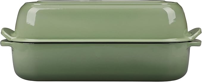 EDGING CASTING Enameled Cast Iron Loaf Pan with Lid, Bread pan, Dutch Oven Bread pan for Homemade Sourdough Bread Baking, 12.5x5.5 inch, 5qt, Pistachio Green