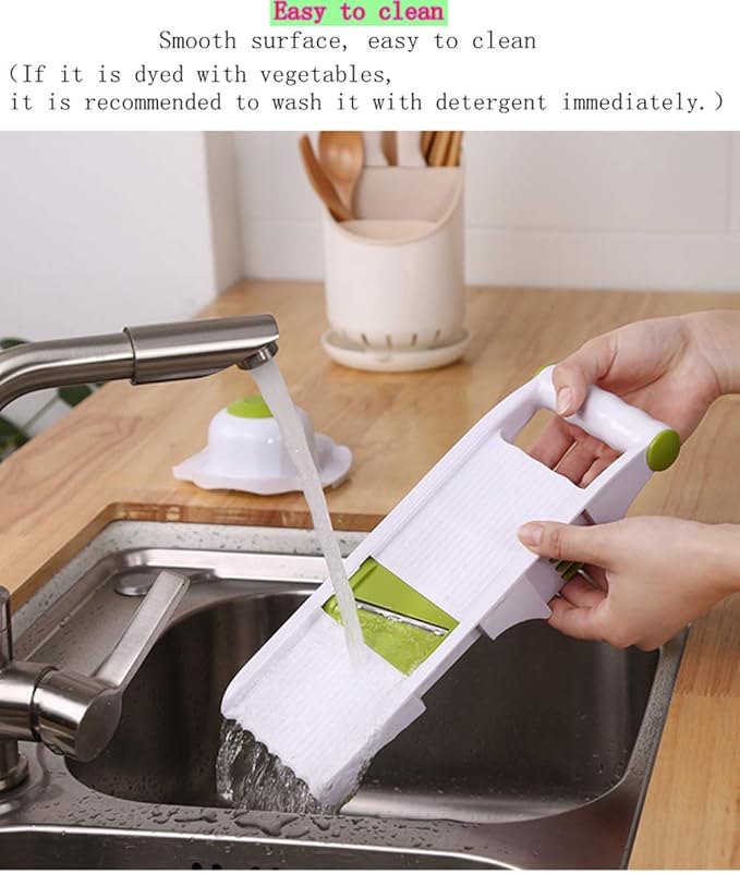 Mandoline slicer,mini food processor, Potato cutter shred and spiral cutter 5 stainless steel blade vegetable peeler slicer for fruit tomato onion (green)