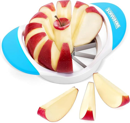 SCHVUBENR 3.5 Inch Apple Slicer with 12 Sharp Blades - Professional Apple Cutter - Stainless Steel Apple Corer - Super Sharp Apple Slicer and Corer - Slice Apple with Ease(Blue)