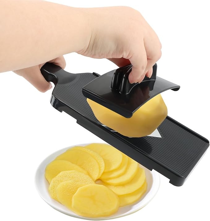 Mandoline Slicer for Kitchen, Multifunctional V-Blade Vegetable Mandoline Slicer with Hand Holder Handheld Potato Cucumber Cabbage Shredder Food Slicer- for Potatoes, Onion