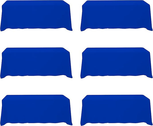 BRILLMAX 6 Pack Royal Blue Tablecloths 90 x 156 Inch for 8ft Rectangle Tables - 150 GSM Polyester Fabric, Floor Length Drop, Water, Stain & Wrinkle Resistant Cloth Cover for Wedding Reception Banquet