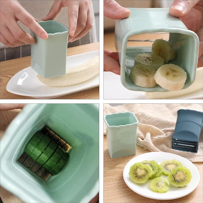 Fruit Slicer 2pcs Egg Slicers Stainless Steel Cutter Mini Slicer Cut Kitchen Cutter Everyday Fruit Veggie Divider for Egg Vegetable Appetizer Green