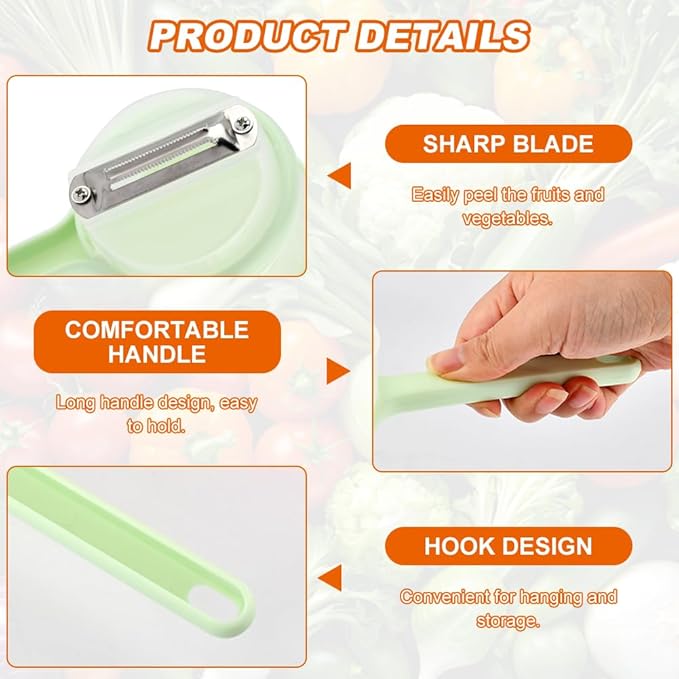 Fruit and Vegetable Peeler with Storage Box, 2pcs Upgrade Vegetable Peeler with Storage Bucket, Double-Sided Multi-Function Peelers for Home Kitchen