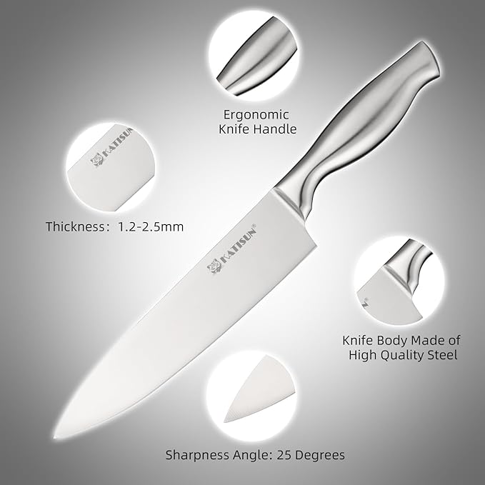 Kitchen Knife Set, 15 Pieces Knife Set with Block, Knives Set for Kitchen, Silver Hollow Ergonomic Handle for Chef Knife Set, Kitchen Shears,Black Knife Block Set