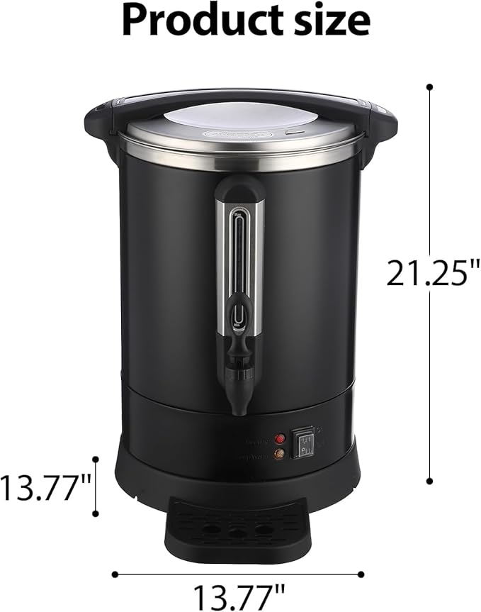 80 Cups Coffee Urn Hot Water Urn,12L/3.2 Gal Large Stainless Steel Commercial Coffee Maker with Double Wall Insulation, Electric Hot Beverage Dispenser for Buffet Party Catering,Weddings