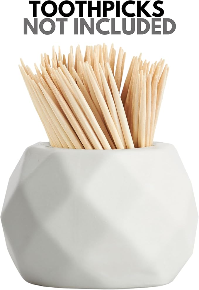 Ceramic Toothpick Holder - Classic White Oval Design - Toothpicks Holder Dispenser | Toothpick Holders Decorative | Great for Parties, Weddings, or Get-Togethers with Friends