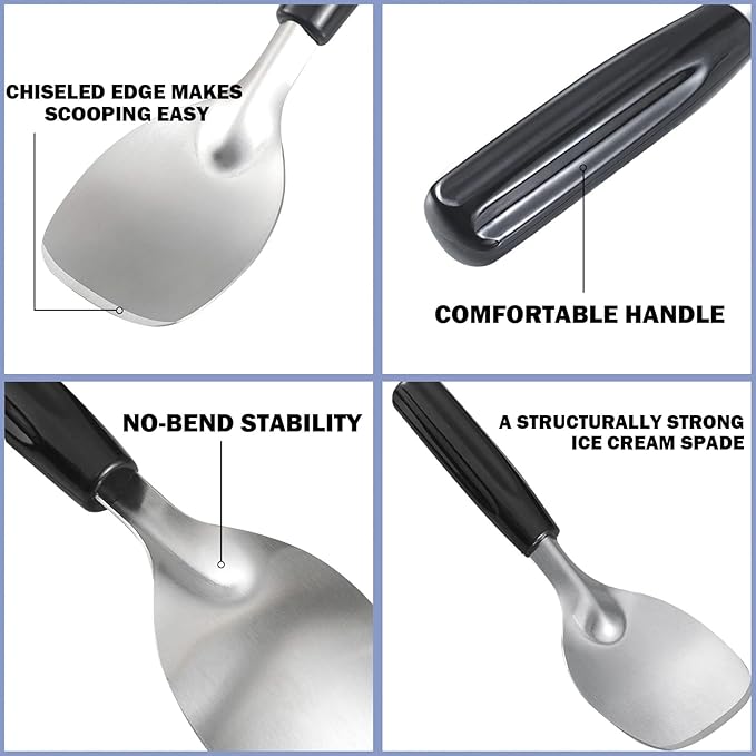 Ice Cream Spade - Stainless Steel Flat Ice Cream Paddle, Scooper for Hard or Creamy Dessert Spade Butter Cutter (1)