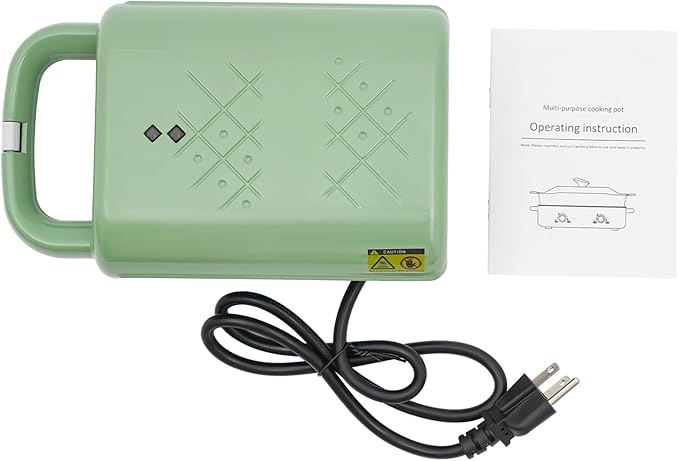 Electric Portable Sandwich Maker, Waffle Breakfast Machine & Panini Presses, Perfect for Cooking Grilled Cheese, Tuna Melts, Burgers, Steaks and Snacks (Green)