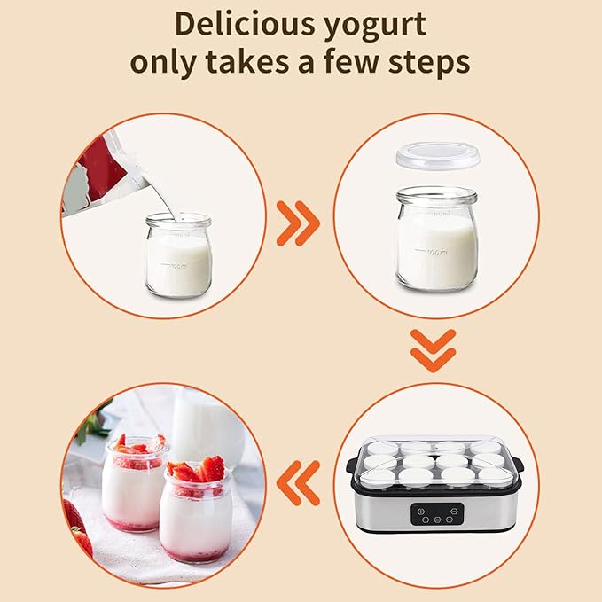 Diydeg Probiotic Yogurt Maker with Adjustable Temperature & Time Control, Automatic Digital Greek Yogurt Maker Machine Make Trillion of Live Probiotic with 12 Glass Jars for Home (US Plug 110V)
