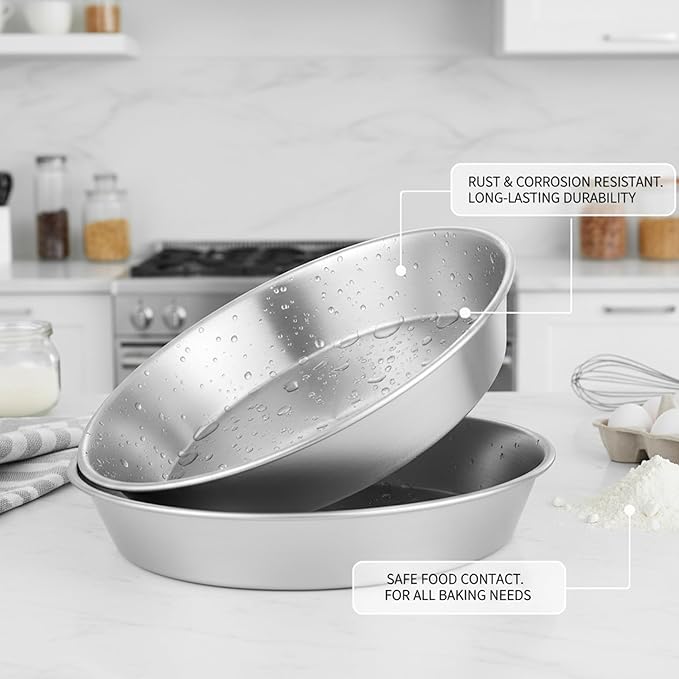 Uanqfegy Stackable Stainless Steel Pie Baking Dishes, 3Pcs Oven Safe Pie Pans for Baking, Kitchen Cookware Set, 9.5 Inch