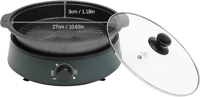 Electric Hot Pot - 4.2QT /4L Capacity, Split Non Stick Electric Skillet Pot for Cooking Burner with Shabu Shabu Pot and Grill Pan, Green