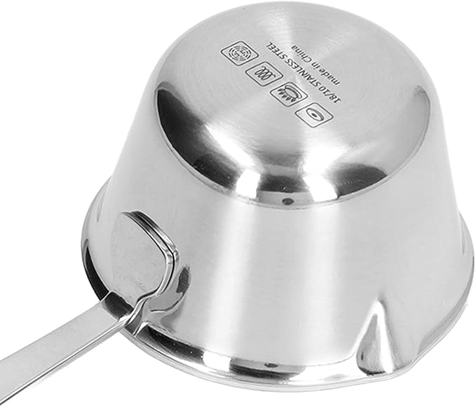 Jonlaki 304 Stainless Steel Milk Warmer Pot with Fast Heating, 2 Pour Spouts, Ideal for Melting, Chocolate, and Heating Sauces 200ML (200ML)