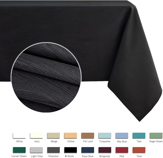 maxmill Jacquard Tablecloth Swirl Design Water Resistance Antiwrinkle Heavy Weight Soft Table Cloth for Buffet Banquet Parties Event Holiday Dinner Rectangle 60 x 84 Inch Black