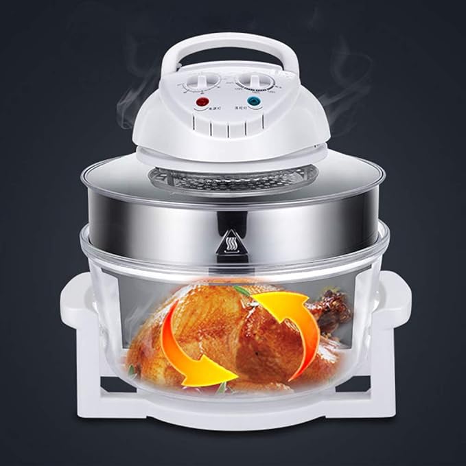 18.5qt Extra Large Air Fryer, Infrared Convection, 1200w Glass Air Fryer Halogen Oven Cooker for Quick Easy Meals for Entire Family, Airfryer Oven for Healthier Crispy Foods, White Clear