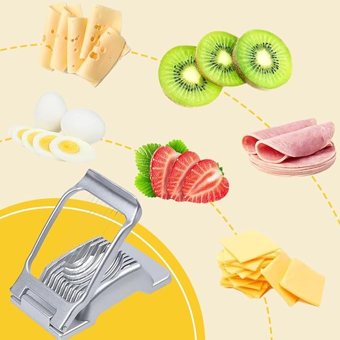 Stainless Steel Egg Slicer, Heavy Duty Multipurpose Fruit and Vegetable Cutter, Efficient Tool for Hard Boiled Eggs Tomatoes Strawberries and Mushrooms, Easy Clean Kitchen Gadget, 1-Pack