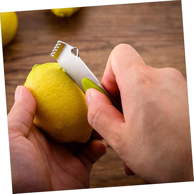 2pcs Stainless Steel Lemon Planer Tool Multi-functional Citrus Grater for Kitchen Use for Peeling Oranges and Easy Garnishing Fruit Preparation Yellow