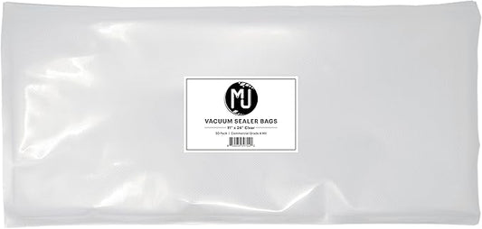 MJ Commercial-Grade Vacuum Sealer Bags for Food Storage, Sous Vide | 50 Pack (11" x 24" 4 Mil, Clear)