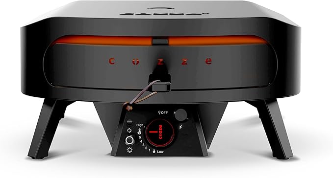Cozze 17" Gas Pizza Oven with Rotating Pizza Stone for Easy Restaurant-Style Pizza at Home – Triple Burner, Built-In Thermometer, Fast 15-Min Preheat, Portable Outdoor Pizza Oven