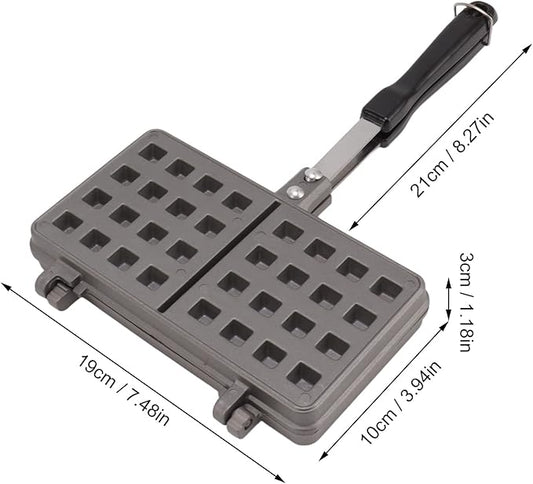 Double Pie Waffle Maker, Non Stick Waffle Irons with Anti Scalding Handle, Portable Aluminum Alloy Stove Top Cast Iron Waffle Maker Pan, Perfect for Kitchen Cooking and Family Breakfast Baking