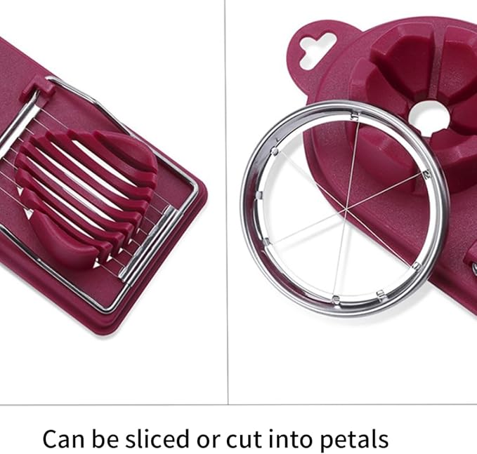 Egg Wedger Egg Slicer Stainless Steel Boiled Wedger Divider Heavy Duty Hard Eggs Slicer Tool Red