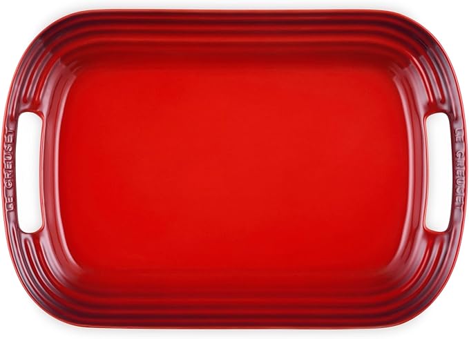 Le Creuset Stoneware Serving Platter, 14 in., Cerise