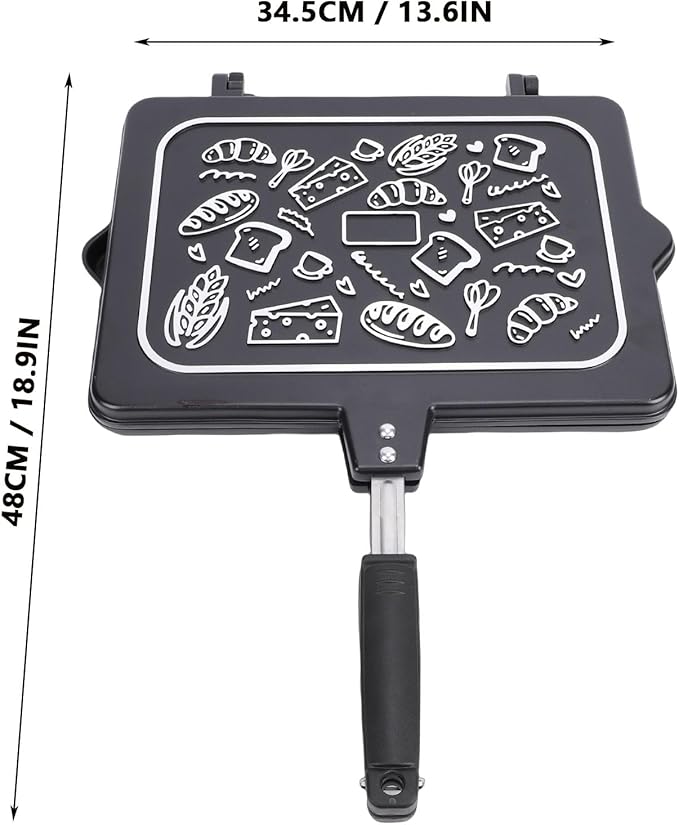 Maker, Double Sided Stovetop Toasted Panini Press, Non Stick Grill Plates Panini Maker Pan, Cheese Waffle Toaster Frying Pan for Home Kitchen Breakfast