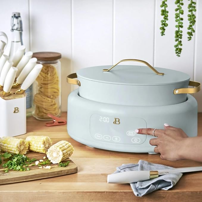 Beautiful 10-in-1 Electric Multi-Cooker, 6-Quart, Digital Display, Non-Stick Pot, One-Touch Control, 10 Cooking Functions (Hydrangea)