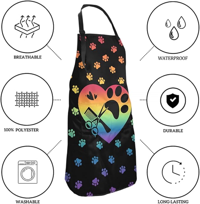 Apron with Pockets Aprons for Women Men Kitchen Chef Apron for Cooking Gardening Server Waitress Painting