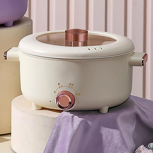 Electric Hot Pot, 3.5L Rapid Noodles Cooker Multifunctional Cooking Pot for Ramen Egg Pasta Soup Porridge, with Ceramic Enamel Non Stick Coating