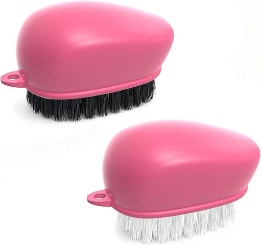 Vegetable Brush Scrubber for Food, Black Stiff Bristles Brush & White Soft Bristles Brush, Dishwasher Safe Ear-Hanging Veggie & Fruit Cleaning Brush for Potato, Mushroom, Carrot, Lemon, Egg