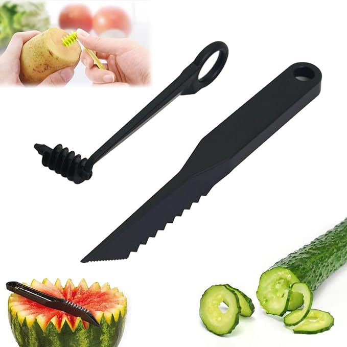 Spiral Cutter for Potatoes, Spiral Cutter - Kitchen Spiral and V-Shaped Tools for Veggies Cucumber and Carrot, Manual Screw Peelers Kitchen Accessories Tool (1 Set)