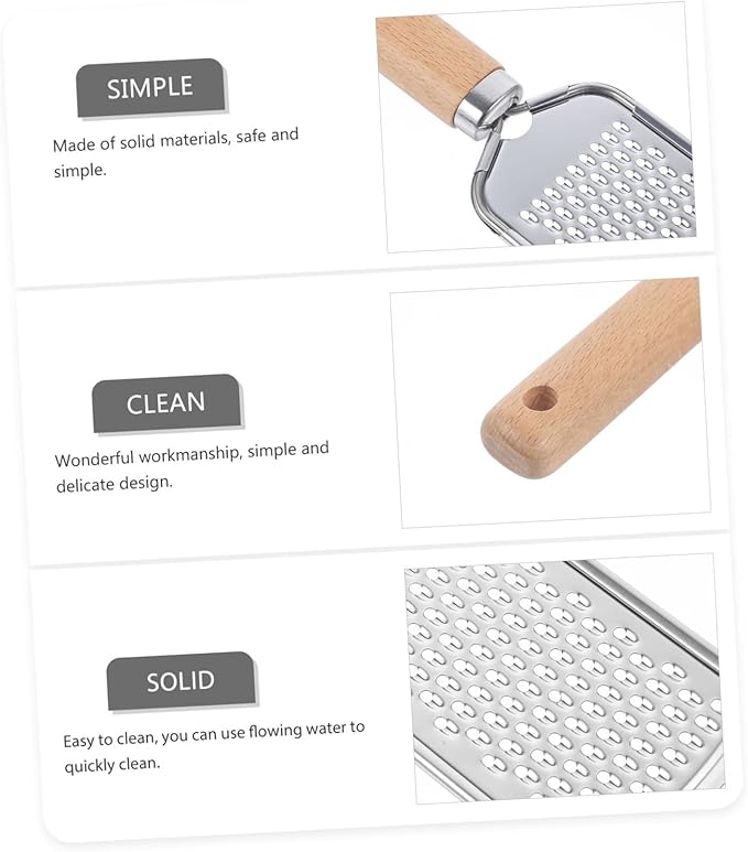 Stainless Steel Plane Grater Vegetable Zester Wooden Handle for Fruit and Vegetable Prep Kitchen Gadget for Home Cooks Easy to Use for Cooking and Baking