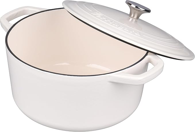 VORRINGARD Enameled Cast Iron Dutch Oven Pot with Lid, for Bread Baking, Round Bread Oven- include Sourdough Bread Baking Supplies Set, 4.5QT, White