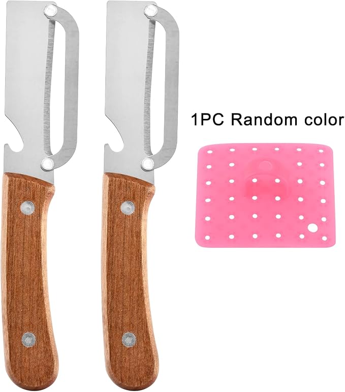 2 Pcs Vegetable Peelers with Bottle Opener,No n-Slip Wooden Handle,Stainless Steel Potato Peeler, for Paring Fruits and Veggies like Potato, Apple, Carrot, Mango, Lemon, and Sugarcane