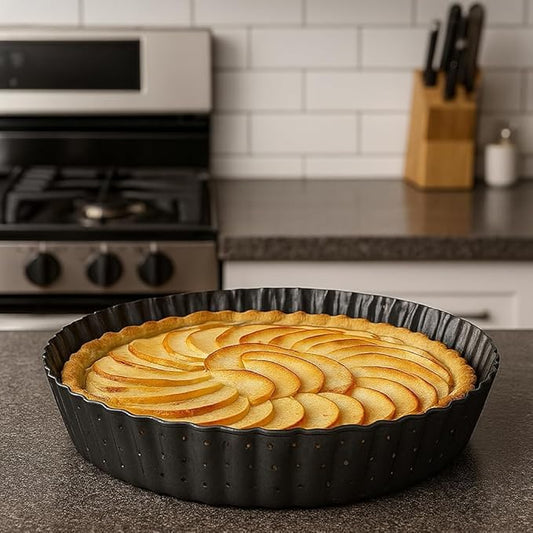 Space Home - Deep Dish Pie Pan - Quiche Lorraine Pie Pan - 11 inch Tart Pans with Removable Bottoms - 11 inch Tarte Tatin, Apple Pan - Dish Pie Crust - Quiche Baking Dish