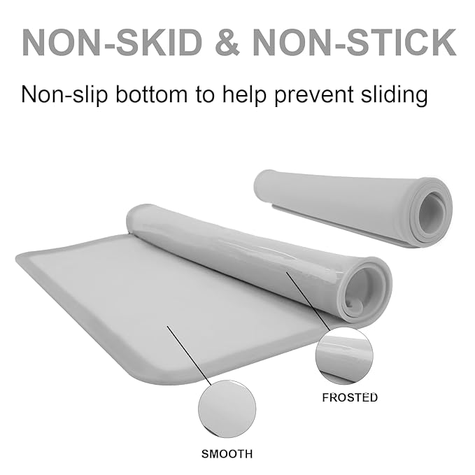KVK Silicone Placemats for Toddlers Thicker Version, Non-Slip Reusable Kids Placemats for Dining Table, Stain-Proof Baby Table Mat for Restaurants 6 Packs (Light Gray&Dark Gray)