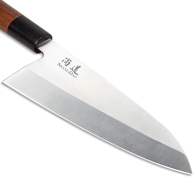 SHANGDAO 7-inch Deba Knife, Single Bevel German Stainless Steel Japanese Knife, Fish Fillet Knives for Fish Cutting with Wooden Handle, Gift Box