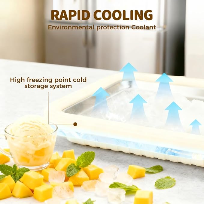 Rolled Ice Cream Maker Kit, 2026 New Stainless Steel Freeze Plate with 2 Scrapers, DIY Stir Fried Ice Cream Tray for Homemade Desserts, Perfect for Family Fun & Parties (Purple)