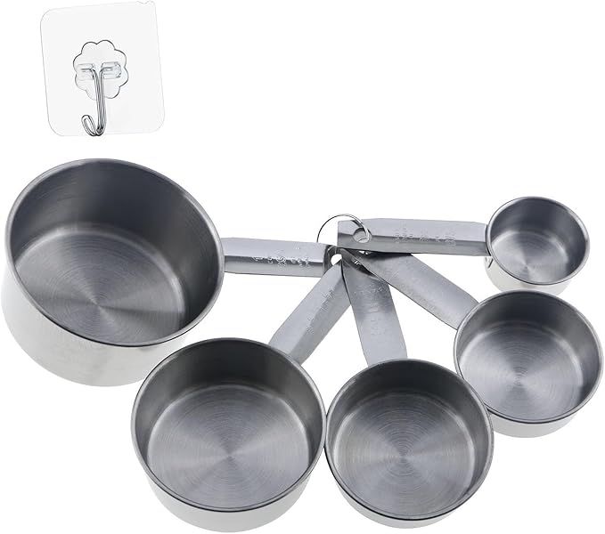 QAZXCDEW-Stainless Steel Measuring Cup 1/4 Cup Scoop Liquid Measuring Scoop For Dry And Liquid Ingredients Coffee Baking Cooking, Free Storage Hooks Dishwasher Safe-1SET